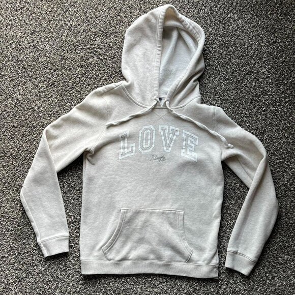 Vintage Inspired Beige/Cream American Eagle Hoodie 'LOVE' - Picture 1 of 5